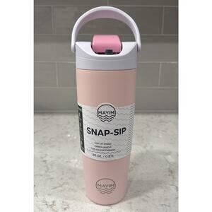Mayim SNAP SIP 30oz Steel Tumbler Lid Lock Pop-up Straw Handle Pink & Purple NEW